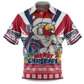 Sydney Roosters Christmas Custom Polo Shirt - Easts Rooster Santa Aussie Big Things Polo Shirt