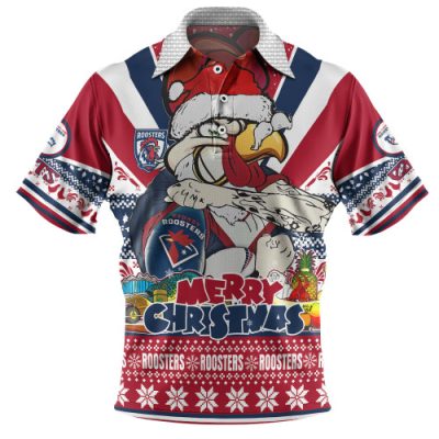 Sydney Roosters Christmas Custom Polo Shirt - Easts Rooster Santa Aussie Big Things Polo Shirt