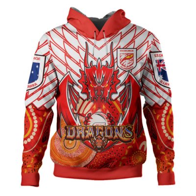 St. George Illawarra Dragons Custom Hoodie - Indigenous Super St George Team with Australia Flag Hoodie