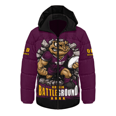 Queensland Maroons Hooded Padded Jacket Dynasty Of Maroons