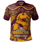 Brisbane Broncos Polo Shirt Aboriginal Inspired Tough Fan Rugby For Life