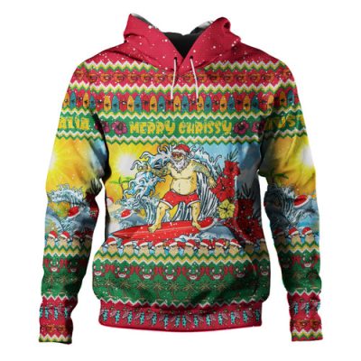 Australia Christmas Custom Hoodie - Surfing Santa Hoodie