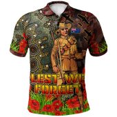 Australia Anzac Polo Shirt - Anzac Soldier with Remembrance Poppy and Indigenous Patterns Polo Shirt