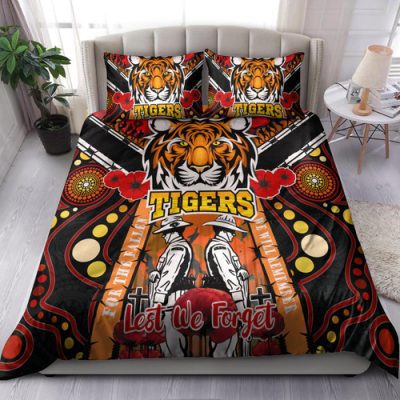 Australia Tigers Anzac Day Watercolour Bedding Set - Custom Remembrance Tigers With Poppy Flower Australia Tigers Anzac Day Watercolour Bedding Set - Custom Remembrance Tigers With Poppy Flower