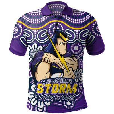 Melbourne Storm Polo Shirt Aboriginal Inspired Tough Fan Rugby For Life
