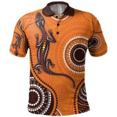 Australia Aboriginal Custom Polo Shirt - Aboriginal Inspired Frill Necked Lizard Polo Shirt