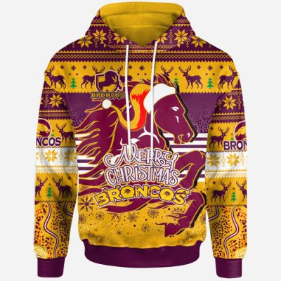 Brisbane Broncos Christmas Custom Hoodie - Merry Christmas Broncos 1992 Retro Heritage Jersey Hoodie