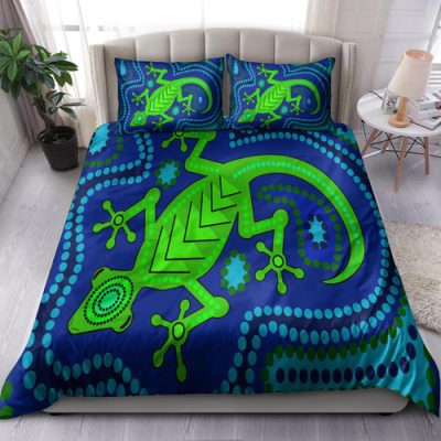 Australia Indigenous Bedding Set - Aboriginal Inspired Dreamtime Lizard