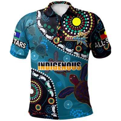 Indigenous All Stars Custom Polo Shirt - Dreamtime Turtles With Indigenous Cultures Flag Polo Shirt