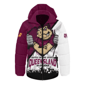 Queensland Maroons Hooded Padded Jacket Origin Battleground Maroons Unleashed