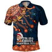 Australia Naidoc Week Custom Polo Shirt - For Our Elders Naidoc Week Snake Aboriginal Painting With Flag (Blue)