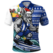 North Melbourne Polo Shirt Christmas Holiday Santa Rides The Waves