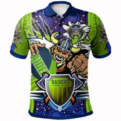 Canberra Raiders Custom Polo Shirt - Indigenous Vikings Power Scratch Style Polo Shirt