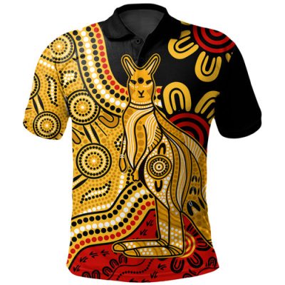 Australia Polo Shirt Aboriginal Kangaroo Journey