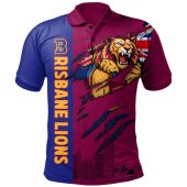 Brisbane Lions Polo Shirt Burning Passion Of Power Scratch Style