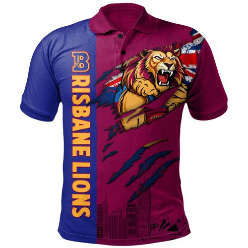 Brisbane Lions Polo Shirt Burning Passion Of Power Scratch Style Brisbane Lions Polo Shirt Burning Passion Of Power Scratch Style