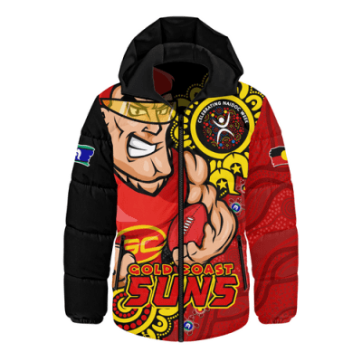 Gold Coast SUNS Hooded Padded Jacket Power Through Generations NAIDOC Edition