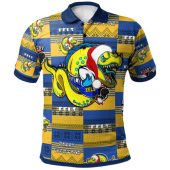 Parramatta Eels Christmas Polo Shirt - Custom Parramatta Eels Merry Christmas With Snowflake Pattern Polo Shirt