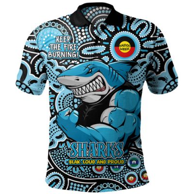 Cronulla-Sutherland Sharks Polo Shirt Custom Naidoc Week 2024 Aboriginal Pattern And Torres Strait Islander Inspired