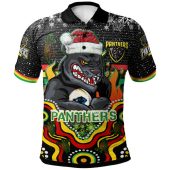 Penrith Panthers Christmas Polo Shirt - Custom Christmas Indigenous Penrith Panthers Personalised Name And Number Polo Shirt
