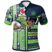 Canberra Raiders Christmas Polo Shirt - Custom Merry "Green Machine" Christmas With Snowflakes Ho Ho Ho Scratch Polo Shirt