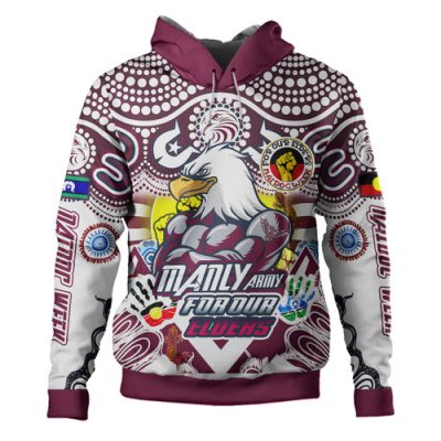 Manly Warringah Sea Eagles Naidoc Hoodie - Custom Manly Army Naidoc Week For Our Elders Aboriginal Inpsired Hoodie