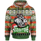 South Sydney Rabbitohs Hoodie - Custom Xmas South Sydney Rabbitohs Balls, Snowflake With Aboriginal Inspired Patterns Hoodie