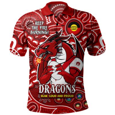 St. George Illawarra Dragons Polo Shirt Custom Naidoc Week 2024 Aboriginal Pattern And Torres Strait Islander Inspired