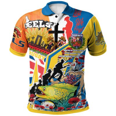 Parramatta Eels Polo Shirt - Custom Remembrance Parramatta Eels Anzac Quote With Poppy And Rosemary Polo Shirt