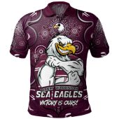 Manly Warringah Sea Eagles Polo Shirt Aboriginal Pattern Inspired Victory Is Ours