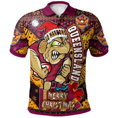 Cane Toads Christmas Polo Shirt - Custom QLD Go Maroons Cane Toads Aboriginal Inspired With Snowflake Polo Shirt