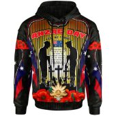 Australia Anzac Day Hoodie - Anzac Day '' Lest We Forget '' Quotes With Stripes Patterns Hoodie