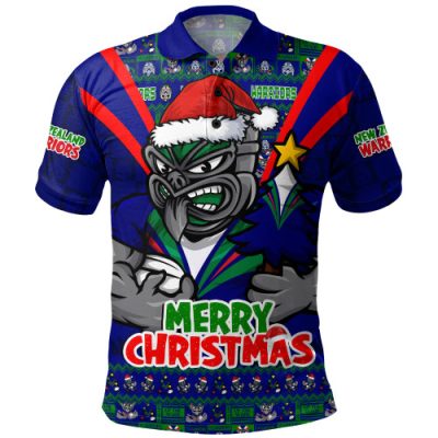 New Zealand Warriors Polo Shirt Merry Christmas Festive Spirit Edition