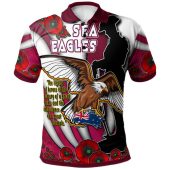 Australia Sea Eagle Polo Shirt - Custom Sea Eagle Remembrance Day Quotes And Poppies Polo Shirt