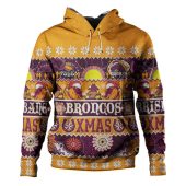 Brisbane Broncos Christmas Aboriginal Custom Hoodie - Indigenous Knitted Ugly Xmas Style Hoodie