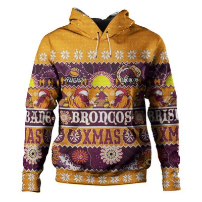 Brisbane Broncos Christmas Aboriginal Custom Hoodie - Indigenous Knitted Ugly Xmas Style Hoodie