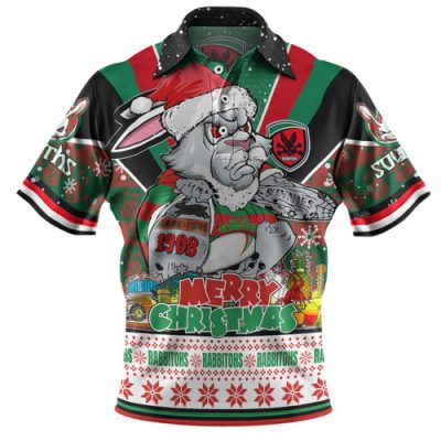South Sydney Rabbitohs Custom Polo Shirt - South Sydney Rabbitohs Santa Aussie Big Things Polo Shirt