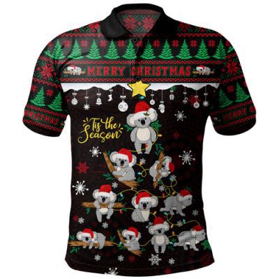 Australia Polo Shirt Merry Christmas Tis The Season Koala Edition