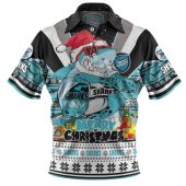 Cronulla-Sutherland Sharks Christmas Custom Polo Shirt - Sharks Santa Aussie Big Things Polo Shirt
