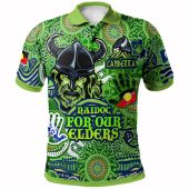 Canberra Raiders Naidoc Polo Shirt - Custom Canberra Raiders Naidoc Week For Our Elders Watercolour Dot Painting Polo Shirt