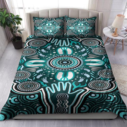 Australia Indigenous Bedding Set - Aboriginal Inspired Reunion Hands and Footprints Australia Indigenous Bedding Set - Aboriginal Inspired Reunion Hands and Footprints