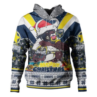 North Queensland Cowboys Christmas Custom Hoodie - North Queensland Cowboys Santa Aussie Big Things Hoodie