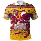 Brisbane Broncos Christmas Polo Shirt - Merry Christmas Broncos 1992 Retro Heritage Jersey Custom Polo Shirt