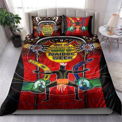 Australia Naidoc Week Bedding Set - Celebrate Naidoc Week Aboriginal Inspired Culture "Get up, Stand up, Show up," Bedding Set