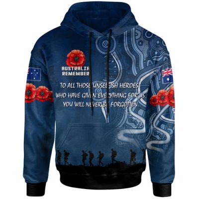 Australia Anzac Hoodie - Australia Remember with Aboriginal Inspired Patterns Hoodie