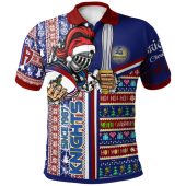 Newcastle Knights Christmas Polo Shirt - Custom Merry "Novocastrians" Christmas With Snowflakes Ho Ho Ho Scratch Polo Shirt