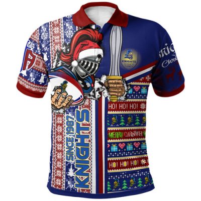 Newcastle Knights Christmas Polo Shirt - Custom Merry "Novocastrians" Christmas With Snowflakes Ho Ho Ho Scratch Polo Shirt