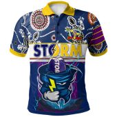 Melbourne Storm Custom Polo Shirt - Custom Super Melbourne Storm With Ball Heritage Polo Shirt