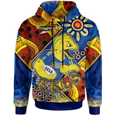 Parramatta Eels Hoodie - Custom Electric Parramatta Eels with Aboriginal Inspired Dot Painting Player And Number Hoodie