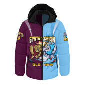 Queensland Maroons Hooded Padded Jacket Custom State Of Origin 2024 Tough Fan Rugby For Life QLD vs NSW
